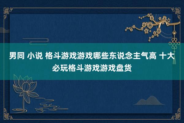 男同 小说 格斗游戏游戏哪些东说念主气高 十大必玩格斗游戏游戏盘货