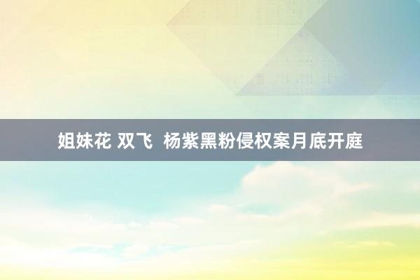 姐妹花 双飞  杨紫黑粉侵权案月底开庭