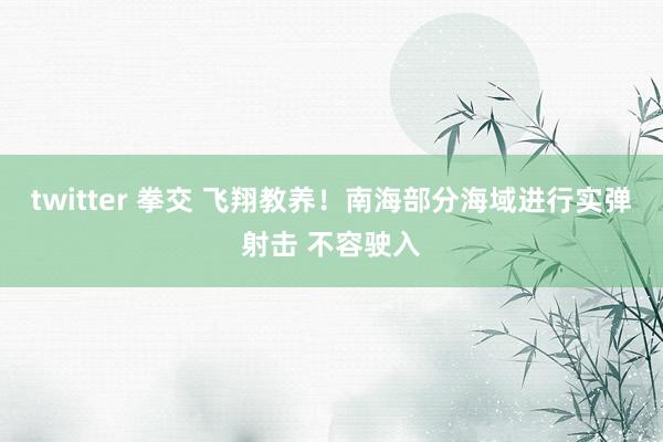 twitter 拳交 飞翔教养!南海部分海域进行实弹射击 不容驶入