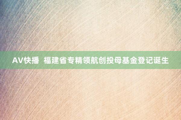 AV快播 福建省专精领航创投母基金登记诞生